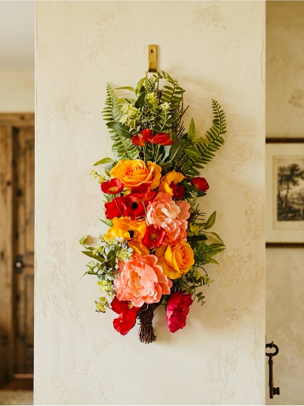 The Pioneer Woman Vibrant Pink, Yellow & Red Floral Wall Wreath- Home Wall Decor